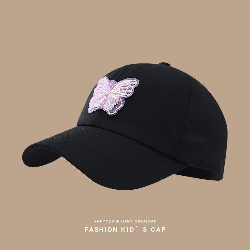 Комплект из 1 детской шапки, летние пустые цилиндры, детские шапочки с язычком утки, шляпы от солнца с вышитым бантом для девочек, бейсболки с завязанным хвостиком