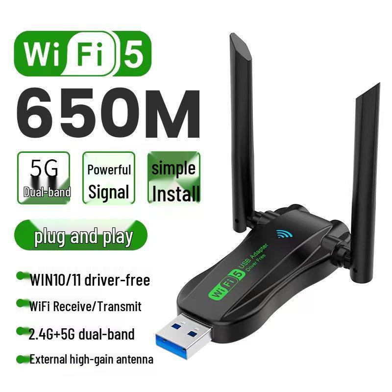 1300M WiFi 6 Dual-Band USB Wireless Network Card for Desktop Computers (Driver-Free)