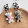 3D флокированный брелок в виде медведя с бантом, милый мультяшный брелок с животным, сумка, кулон, рюкзак, подвесное украшение для пары, подарки