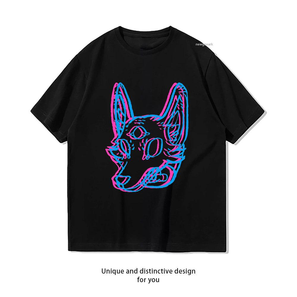 Anaglyph 3D Effect Space Coyote Shirt Woman Man Casual Cotton Printed T Shirts Adult Streetwear Camisetas Tops Tee Creative