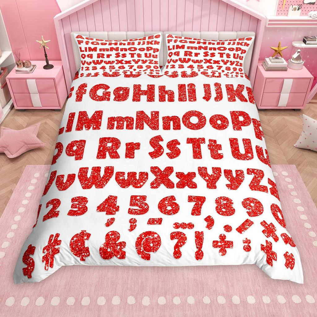 Комплект пододеяльника с мультяшным алфавитом Homewish для детей, красочный цифровой комплект чехла для одеяла, постельный комплект на школьную тематику