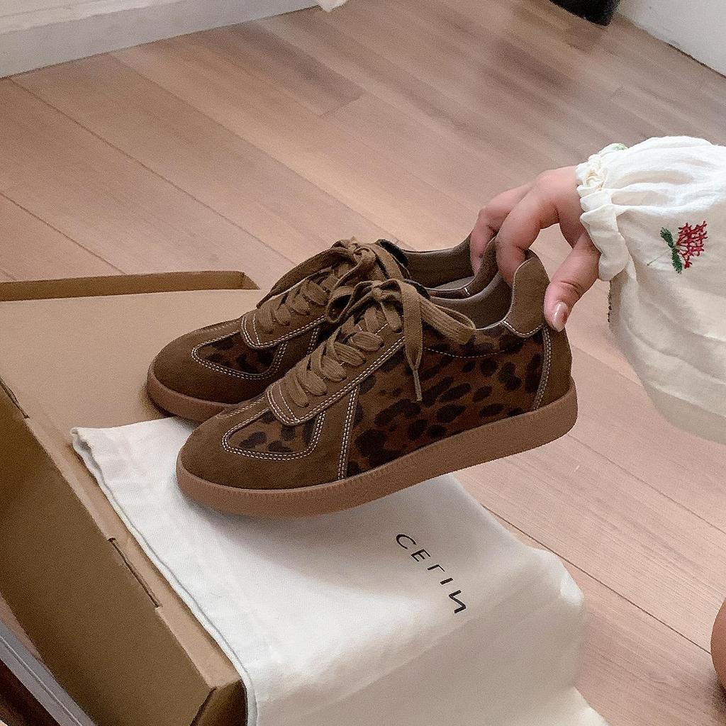 Women's Retro Colorblock Leather German Trainer Sneakers - 2025 Autumn Edition, Thick Sole, Casual Skate Style