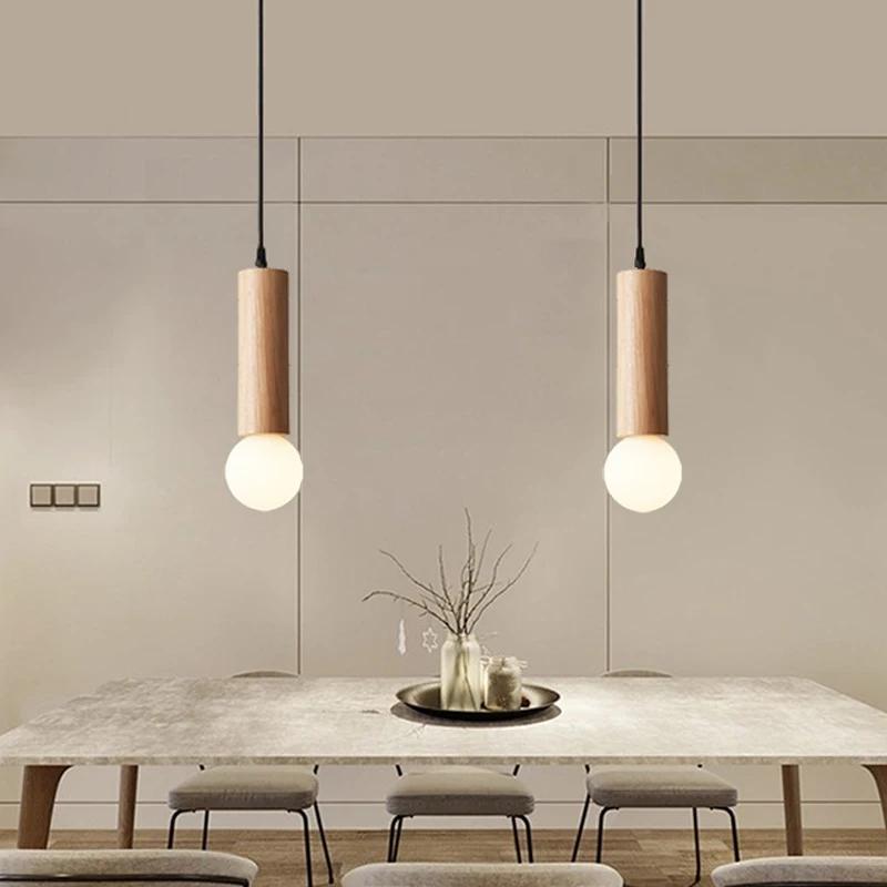 Подвесной светильник из дерева в скандинавском стиле, простая декоративная подвесная лампа для дома, гостиной, спальни, прикроватной тумбочки, кабинета, светильники для внутреннего освещения