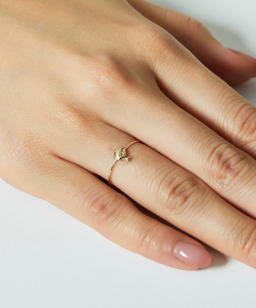 Helene Jewelry Кольцо с прыгающим дельфином 14K Кольцо с золотой нитью (Тип А)