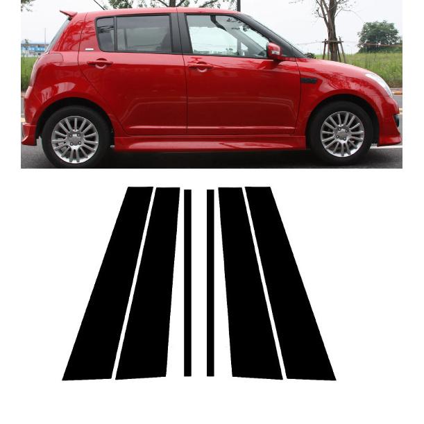 6 шт. Полированные накладки на стойки для Suzuki Swift 5-дверный 2005 2006 2007 2008 2009 2010 2011 2012 2013-2016 Наклейки на отделку окон дверей