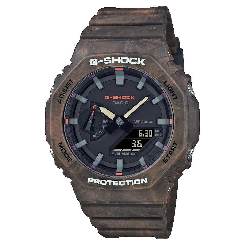 Casio Мужские часы G-SHOCK из смолы, водостойкость 200 м, аналогово-цифровые, ударопрочные, кварцевые, GA-2100FR-5A