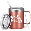 Livole Respect for the Aged Anniversary Vacuum Insulated Stainless Steel Cup with Straw Rose You Gift Mother's Day, Father's Day, Birthday,