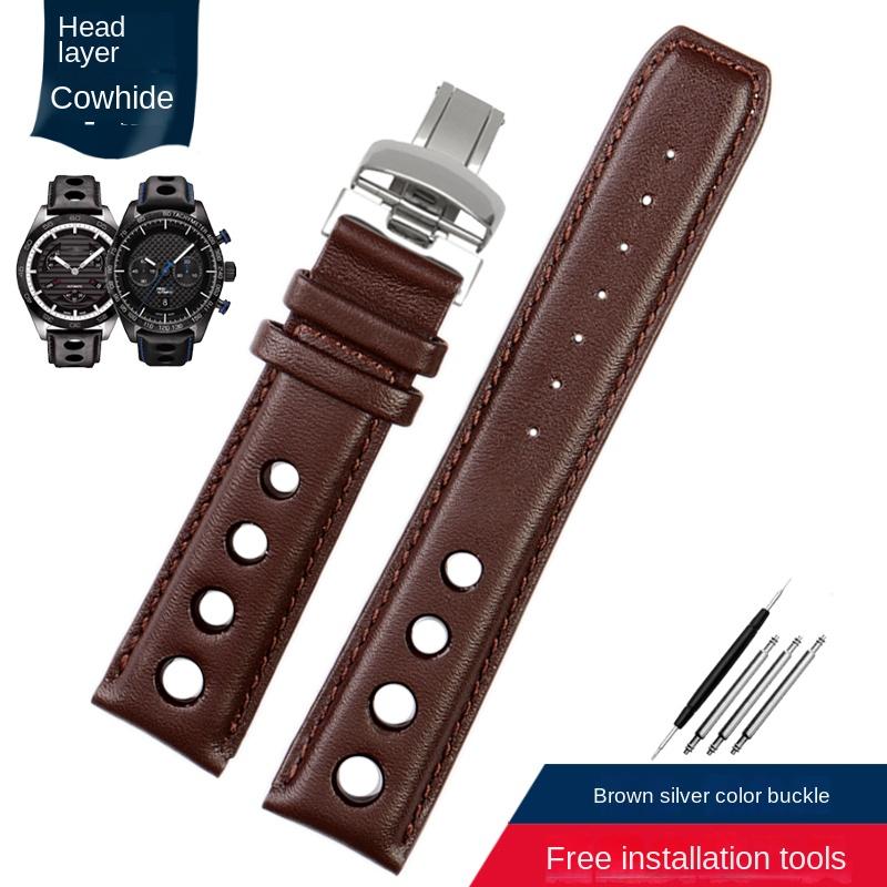 Ремешок из натуральной кожи для часов Tissot 1853 Sports Racing Series PRS516 T91 T044. Мягкий ремешок из коровьей кожи, ширина 20 мм, складная застежка.