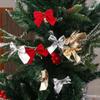 120-12Pcs Christmas Tree Bows Ornaments Red Gold Mini Ribbon Bows DIY Xmas Wreaths Crafts Home New Year Party Decoration Gifts