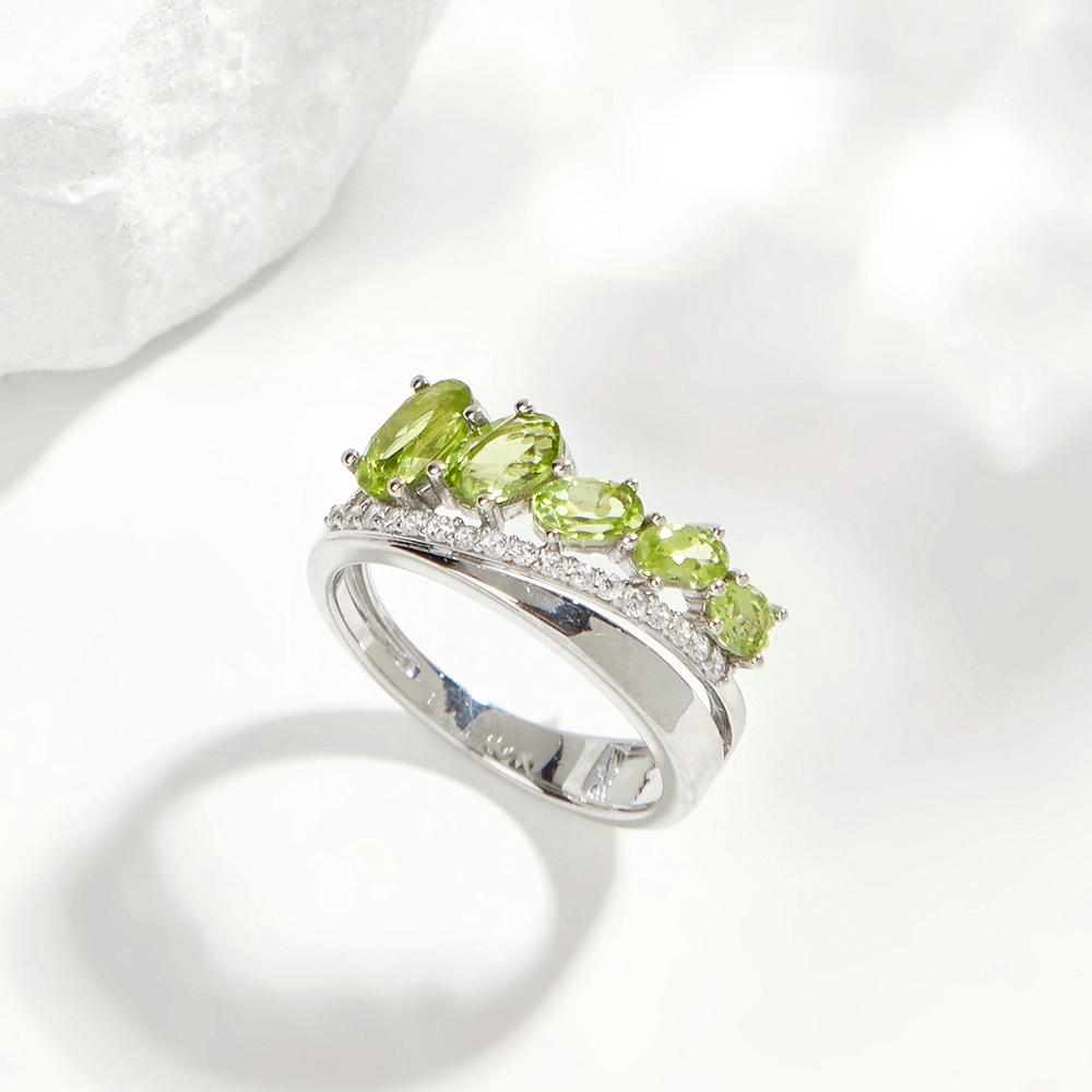 Luxury Unique Designer Silver Earrings & Ring Set for Women Natural Peridot August Birthstone Fashion Jewelry Engagement Festival Gift