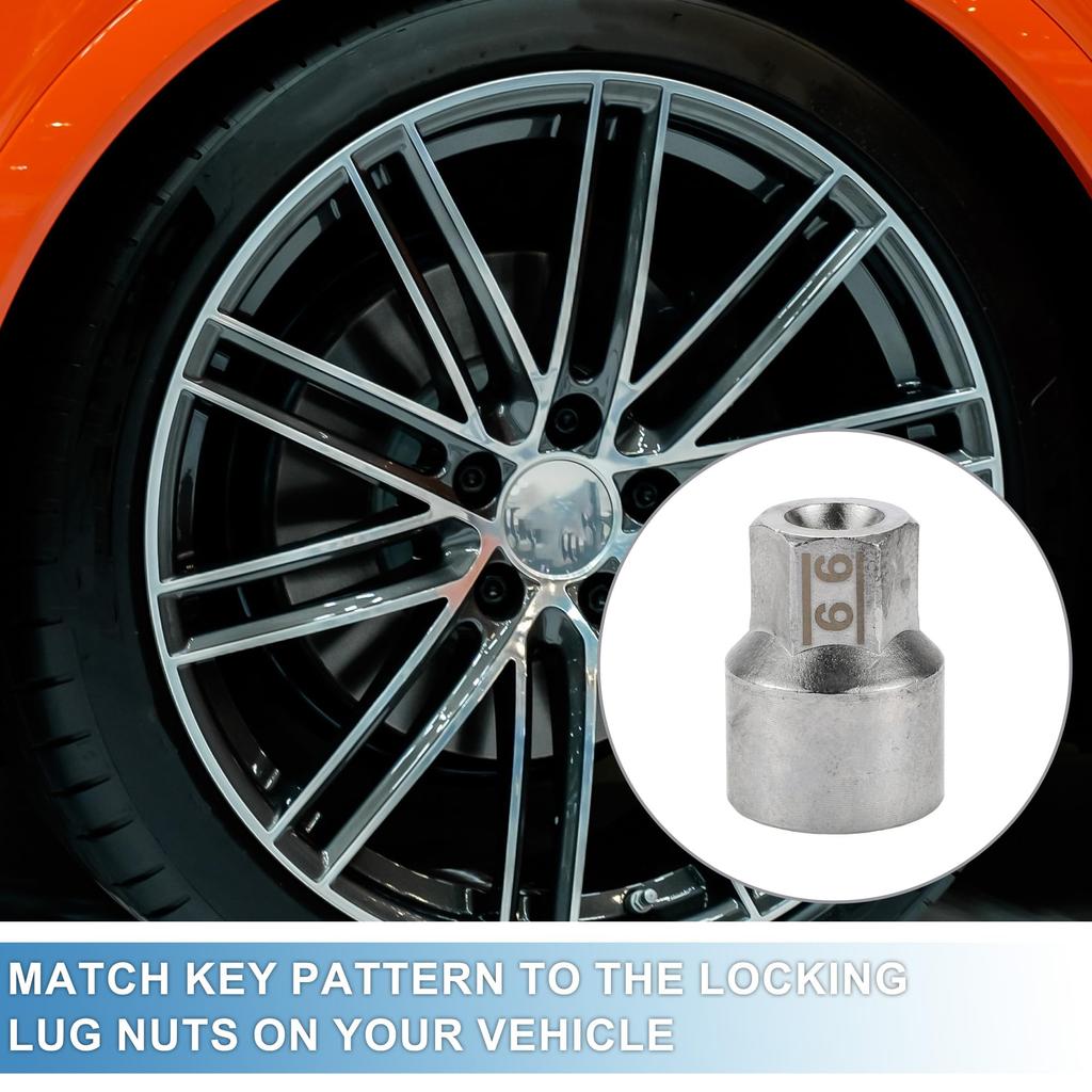 ABSOPRO Wheel Lock Nut Screw Nut Remover with Key Compatible with Porsche and Macan #66, 9/10" Diameter, 20-Point Anti-Theft Socket, Boxster, 911,
