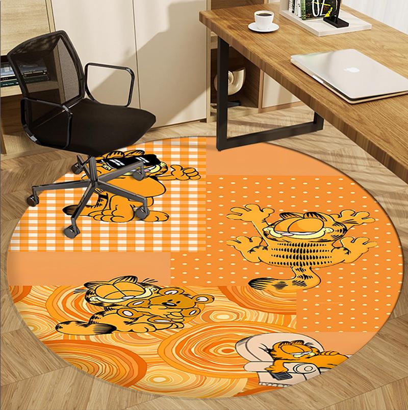 Garfield Pattern Round Rug, Indoor/Outdoor Mat, for Picnic, Gameroom, Bedroom, Office, Living Room, Home Decor Carpet, Birthday Gift