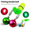 Fishing Rod Bait Alarm Bell with LED Light Dual Ring Bells Fishing Bite