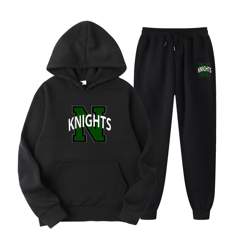 INS Style Letter Design Мужские комплекты с капюшоном KNIGHTS Print Весна Осень Мужские комплекты из чистого хлопка Больше цветов с капюшоном Одежда