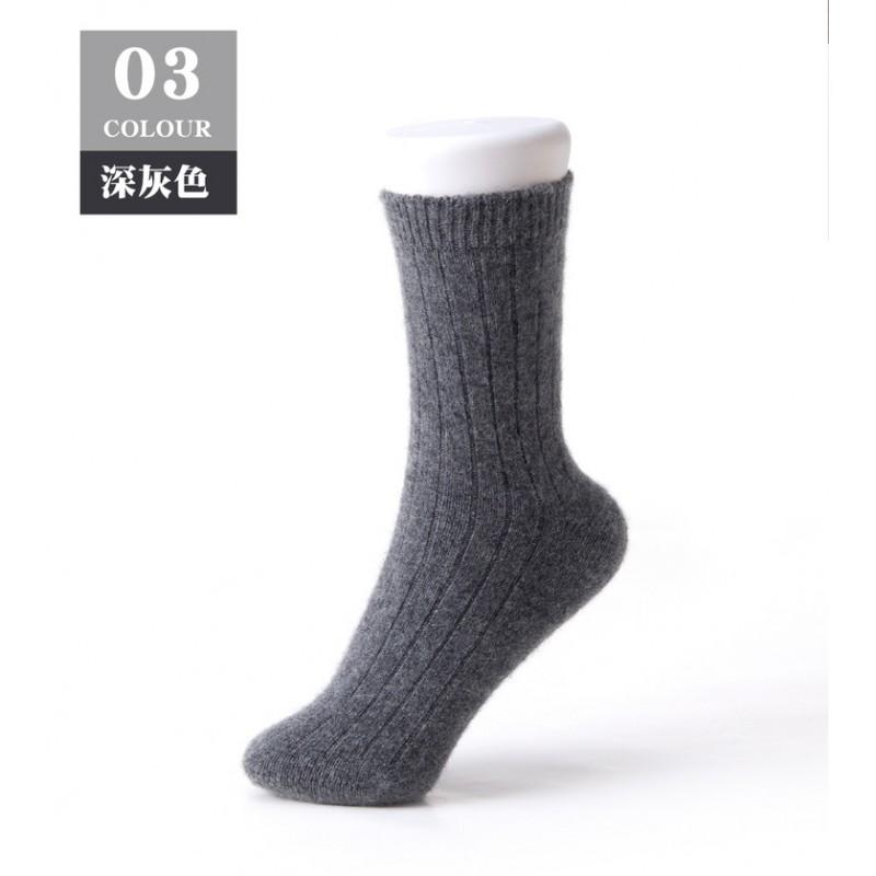 Pure Cashmere Mid Calf Socks Men Women Solid Color Casual Soft Warm Fall Winter