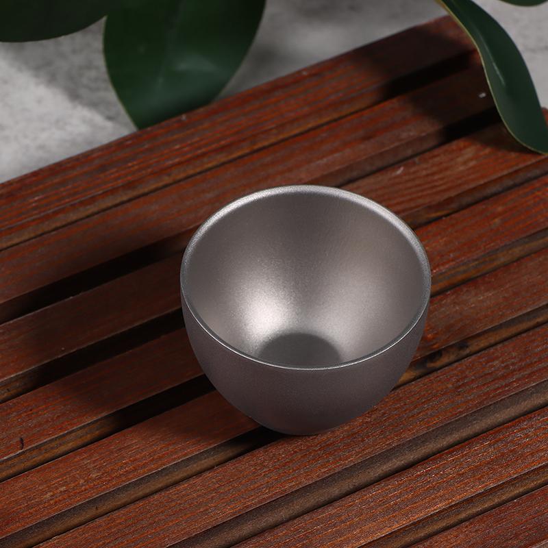 1/4Pcs Pure Titanium Double-Layer Small Tea Cup Outdoor Portable Traveling Picnic Cookware Single-Person Tea Cup Hiking Tea Cups