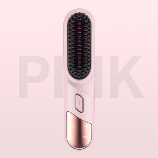 Hair Straightener Brush 4 Temperatures Fast Heating USB Rechargeable Cordless Negative Ions Hot Brush Electric Fluffy Curly Hair Styling Detangling
