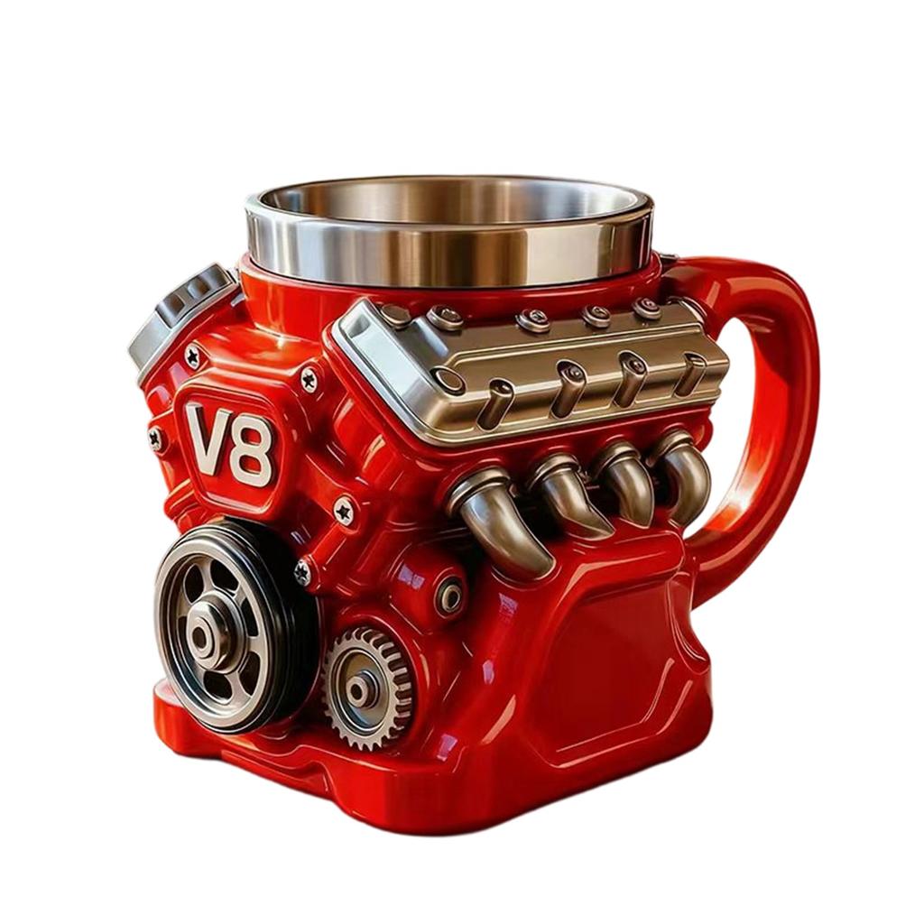 Смола двигателя V8 с внутренней вставкой, Кружка, Ощущение высокого класса, Индивидуальность, Механическое украшение, Ручная работа
