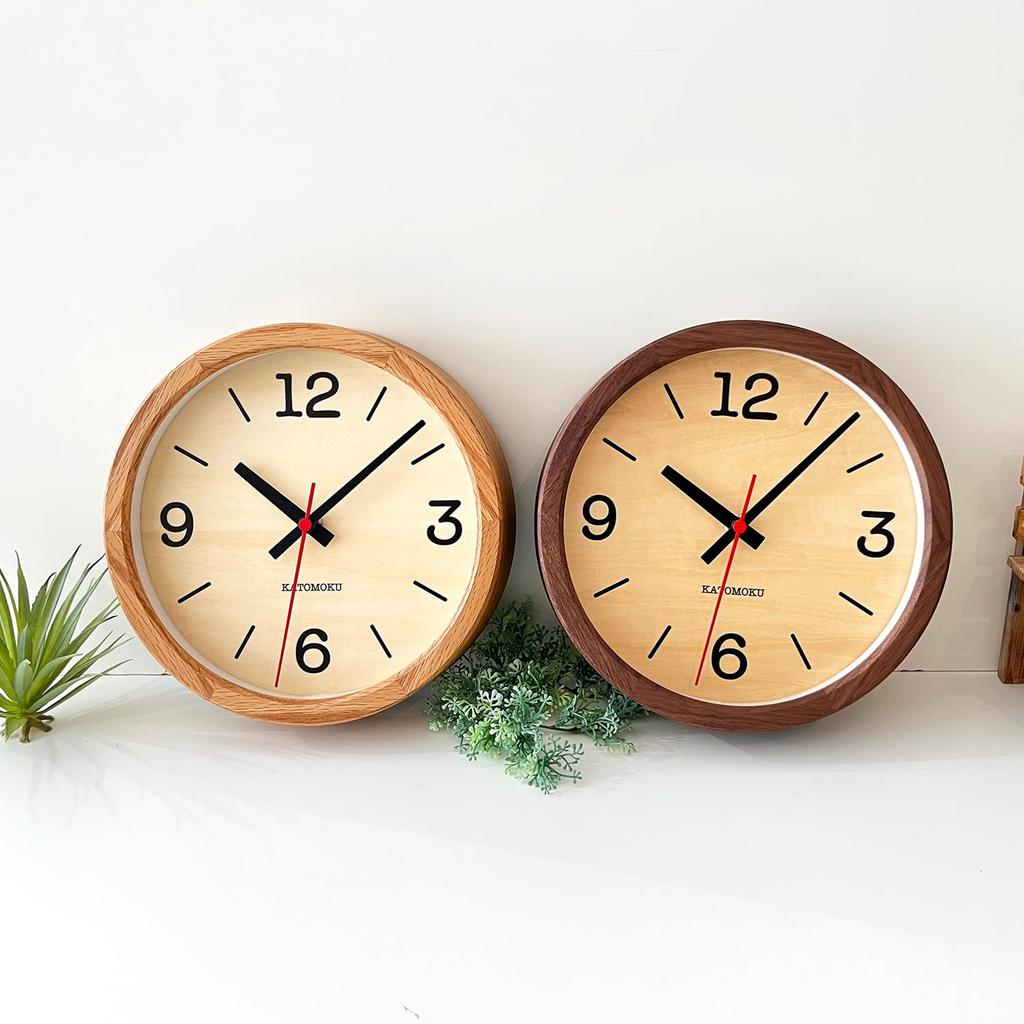 KATOMOKU Muku Clock 20 Oak Wall Clock with Continuous Second Hand, km-136OA, 220mm (Radio-Controlled Clock)