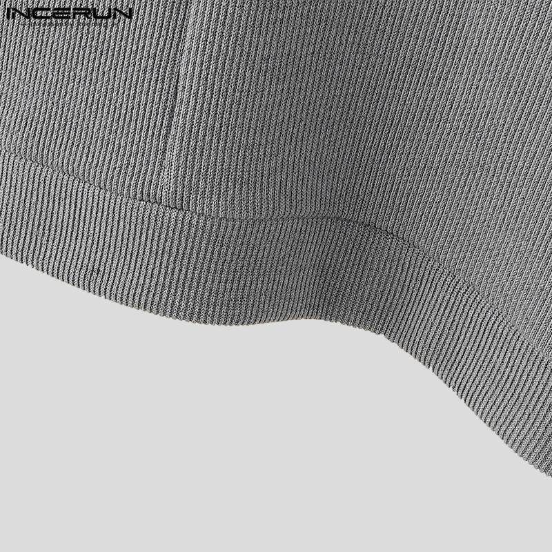 INCERUN Зима Осень Мужчины Отворот Шеи Длинный Рукав Вязаные Свитера Повседневные Пуловеры