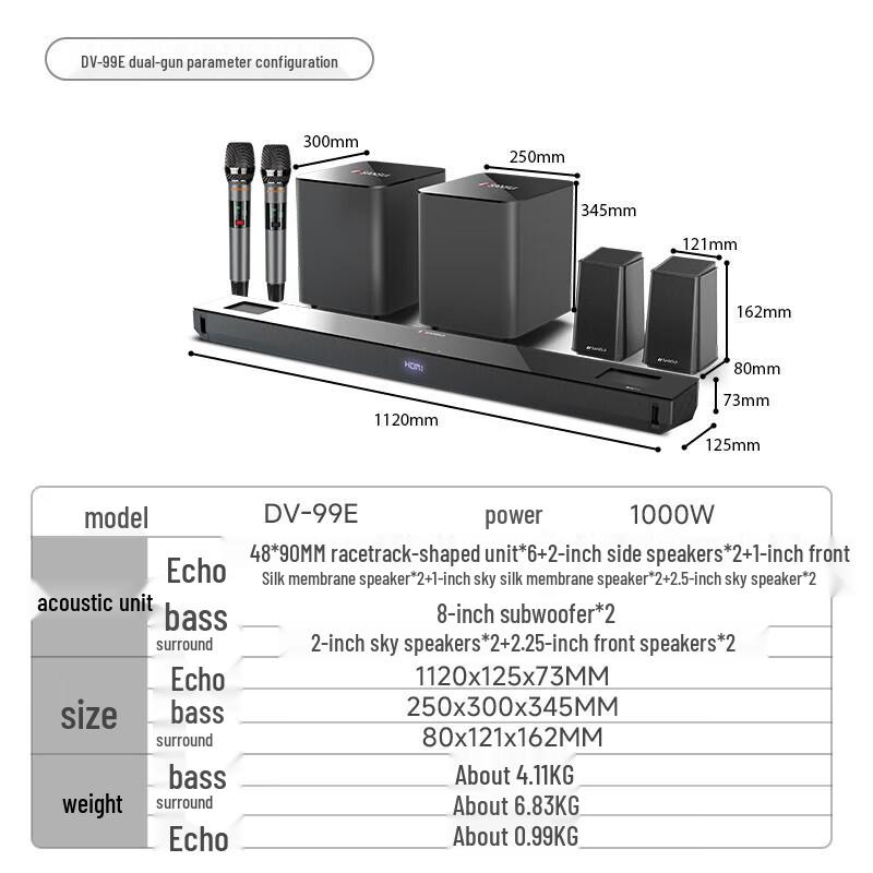 SANSUI DV-99E Dolby Atmos Soundbar Home KTV System