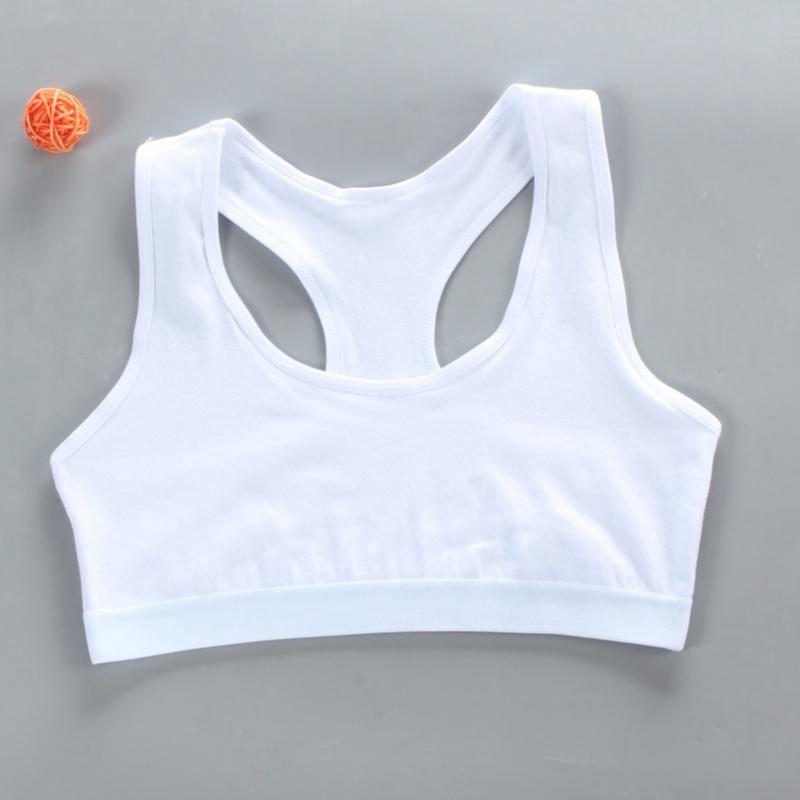 Спортивный бюстгальтер для девочек из хлопка с принтом букв, однотонный укороченный топ с широкими бретелями