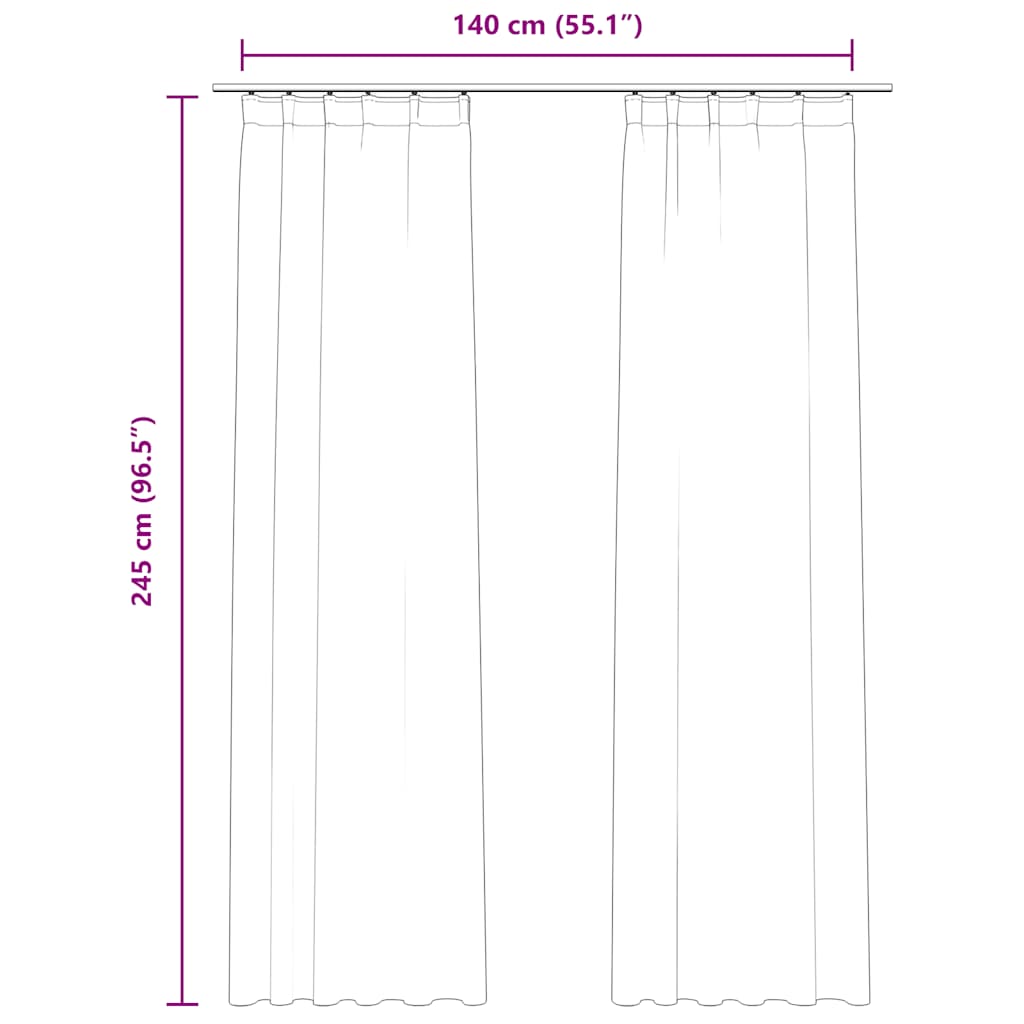 Vidaxl Zasłony Z Haczykami, 2 Szt., Aksamitne, Antracyt, 140X245 Cm