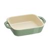 Staub Dish 14cm Ceramic Gratin Dish Oven and Microwave Safe Japanese Ceramic Eucalyptus Color Dish "Rectangular Eucalyptus" [Official Product]