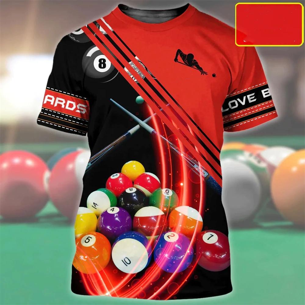 Funny Billiards 3D Printed Summer Fashion Simple Men's And Women's Casual Sports Daily New Round Neck Short Sleeve T-shirt Tops