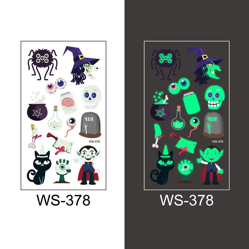 1 шт. светящаяся татуировка призрак тату поддельная татуировка светящаяся в темноте водонепроницаемая временная татуировка наклейки для вечеринки на Хэллоуин для детей