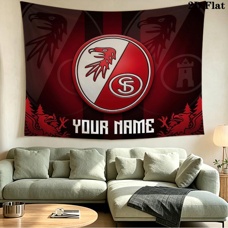 Custom Name SC Freiburg Printed Tapestry – Wall Hanging for Bedrooms, Dorms, and Home Decor