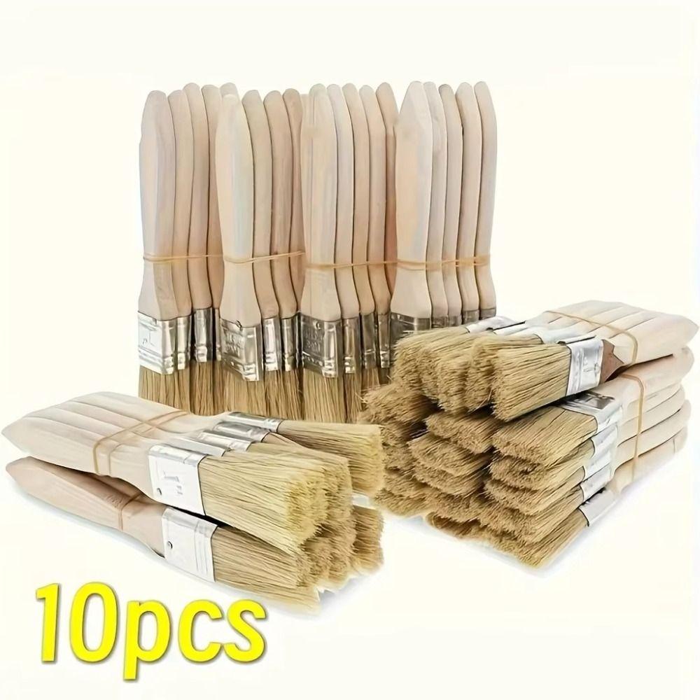10Pcs Flat Bristle Paint Brush Thickened Wall Paint Brush Pig Mane Brushes Furniture Painting