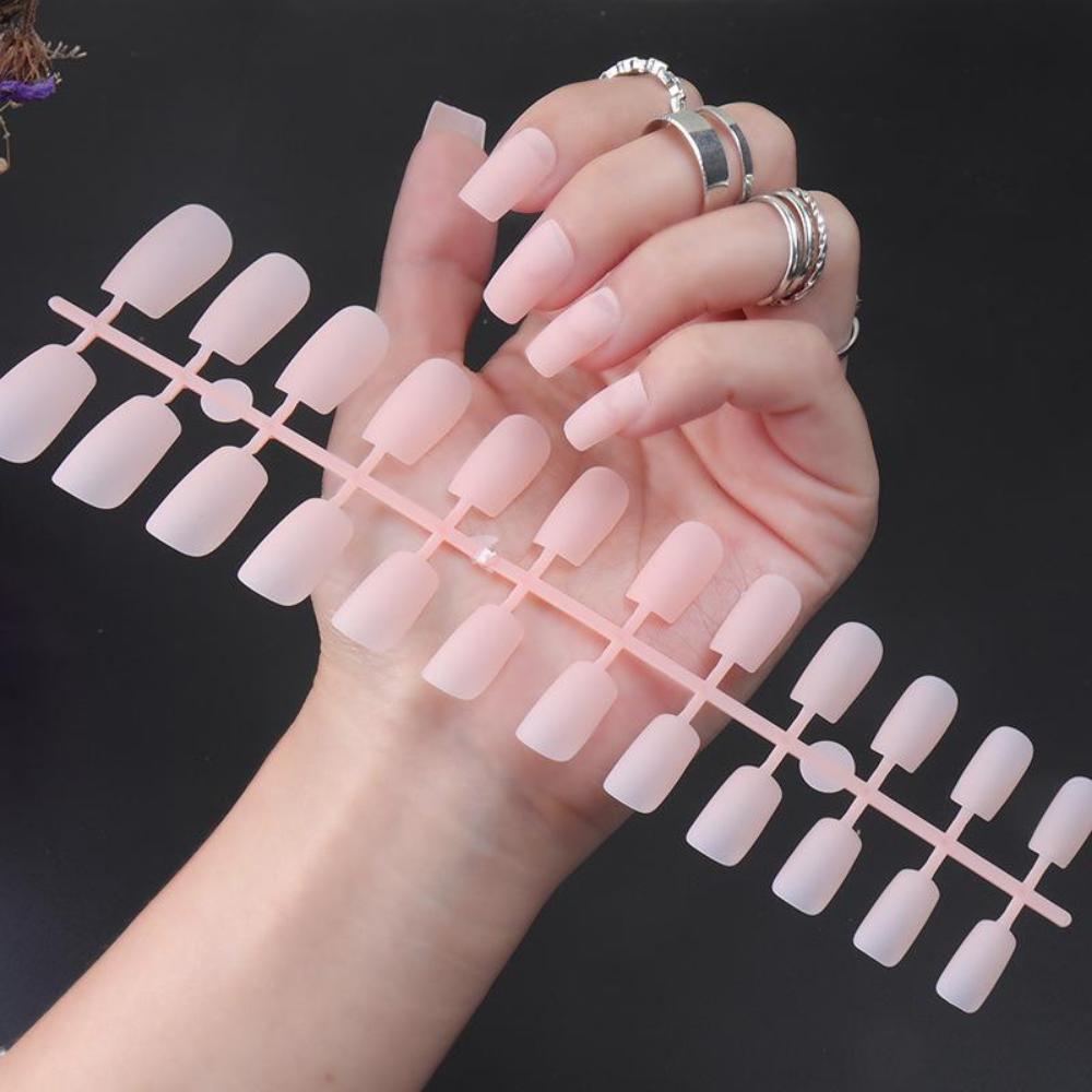 24 шт./компл. DIY быстрые ногти с длинной квадратной головкой, матовые накладные ногти, разноцветные полоски, готовый маникюр, маникюр
