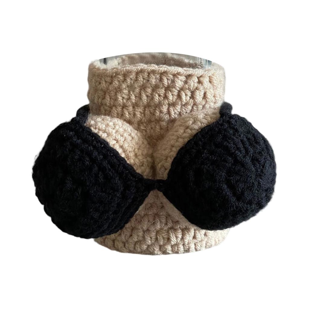 Handmade Knitted Cup Sleeve Bottle Cover Crochet Insulated Drink Holder Soft Yarn Reusable Cozy for Bottles and Cups