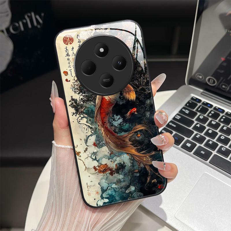 For Redmi 14C / Poco C75 Phone Case Trendy Design Tempered Glass Bumper For Xiaomi Redmi 14 C 4G 5G Full Protection Back Covers