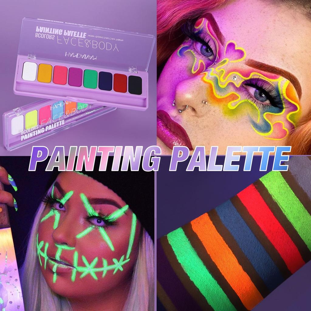 8 Цветов Светящаяся Флуоресцентная Неоновая Краска для Лица и Тела Арт УФ Свечение Боди-арт Хэллоуин Вечеринка Маскарад Красота Макияж Косметика