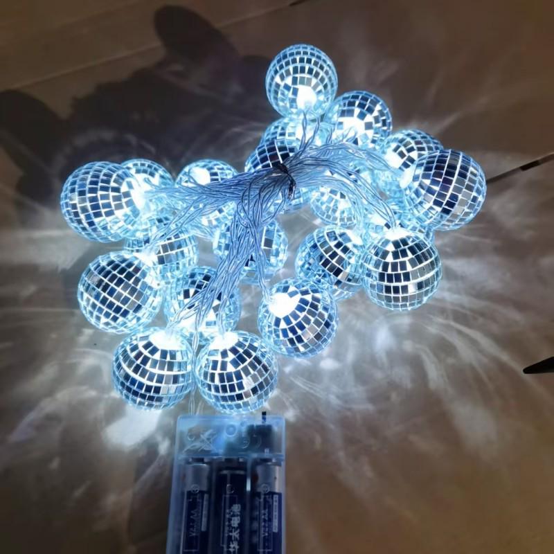 Светодиодные гирлянды с мозаичными диско-шарами для вечеринок и праздничного украшения