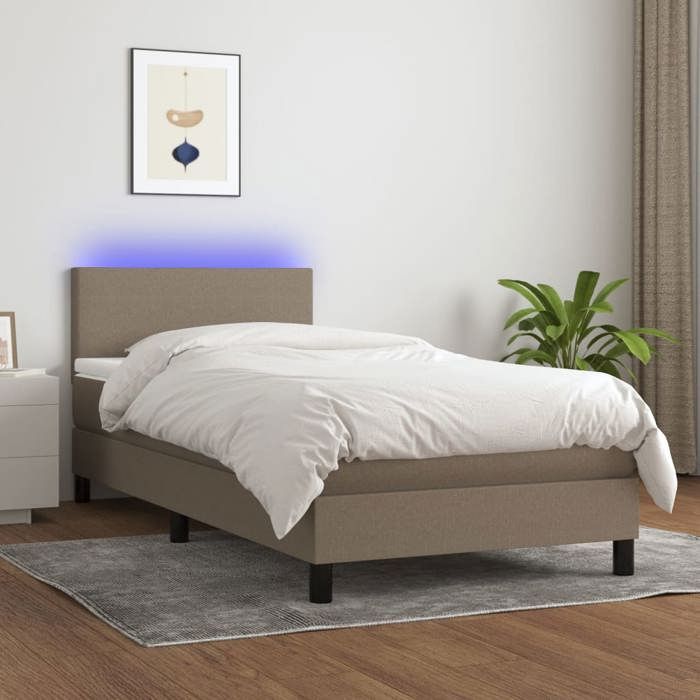 Maison Exclusive - Sommier à lattes de lit avec matelas LED Taupe 100x200 cm Tissu