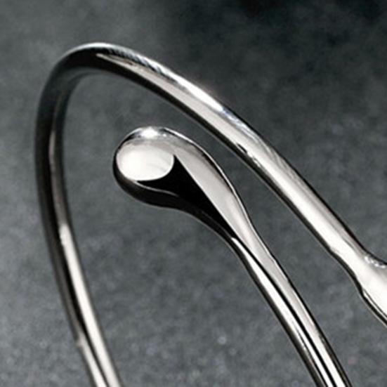 Women Open Bracelet Adjustable Polished Simple Style Water Drop Shape Wedding Daily Dating Wrist Jewelry Birthday Anniversary Gift