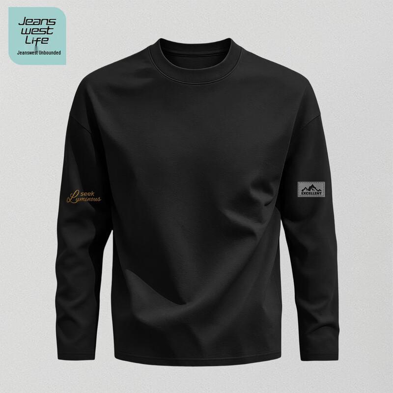 Jeanswest Life Men's Loose Fit Cotton Long Sleeve Crew Neck T-Shirt