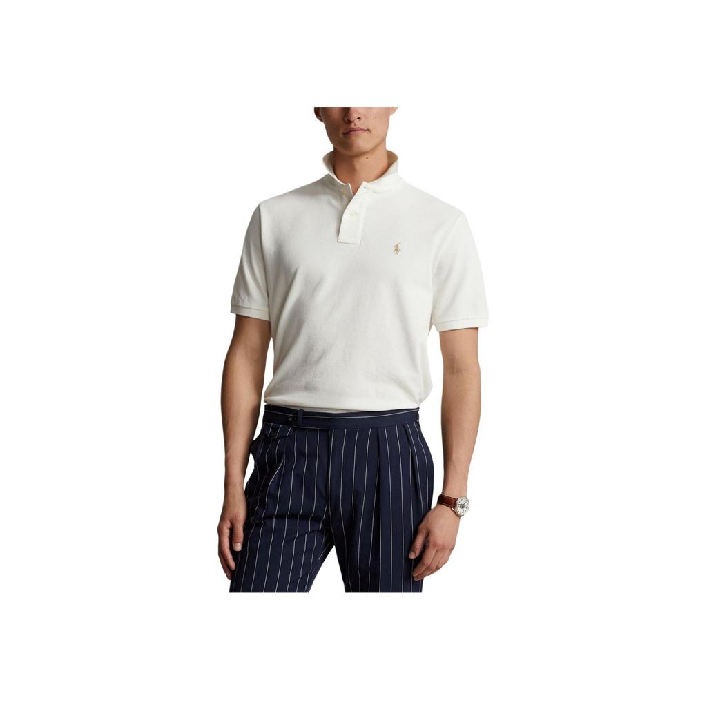 Polo Ralph Lauren Вышитая Пуговичная Футболка-поло с коротким рукавом Мужские топы Белый 710910898-008