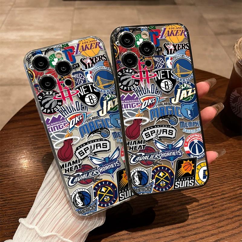 Наклейка-коллаж с логотипами команды, прозрачный чехол из ТПУ для iPhone 15 Pro Max и Samsung Galaxy S24 Ultra, противоударный чехол