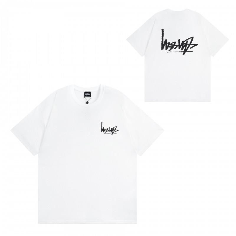 Mens Short Sleeve T-Shirt Loose Fit Round Neck Letter Print Casual Street Style Couples Top