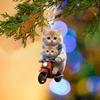 Motorbike Cat Acrylic Hanging Decoration Home Indoor Christmas Tree Car Rearview Mirror 2D Flat Riding