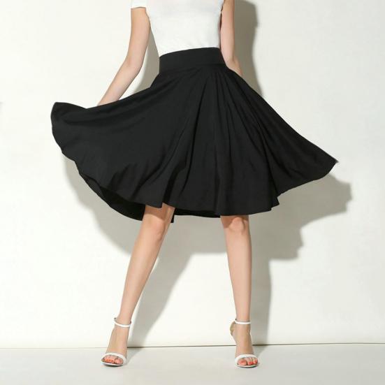 Женская юбка, эластичная юбка А-силуэта с высокой талией, однотонная юбка-солнце с широким подолом, юбка в стиле бохо