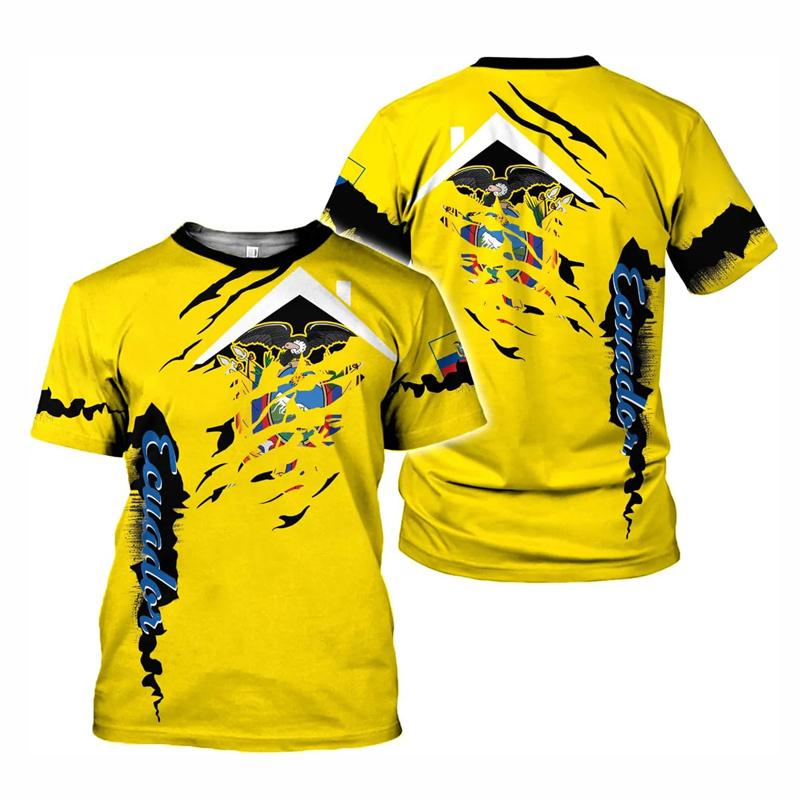 Ecuador Flag Men T Shirt 3D Print Quick Dry Soccer Tee Breathable Short Sleeve Oversized Sports Summer Casual Fashion Tops