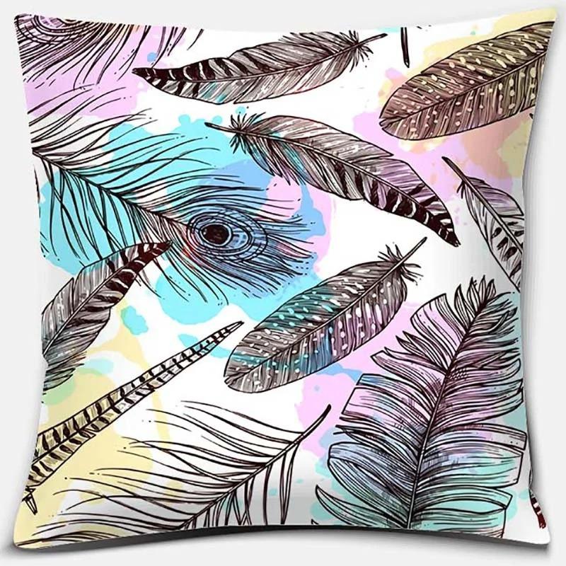 Peacock Feather Pattern Pillowcase Interior Decoration Office Living Room Home Pillowcase