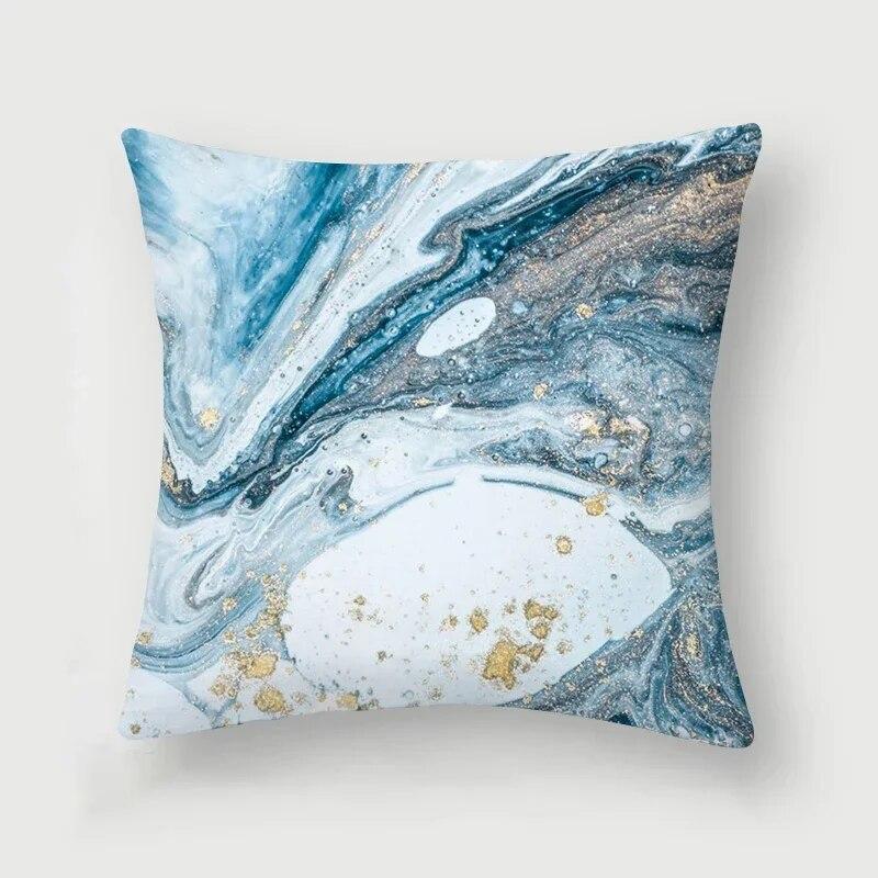 Nordic Blue Marble Polyester Pillowcase Sea Rock Texture Bedside Sofa Chair Throw Pillow Cushion Cover Home Decor