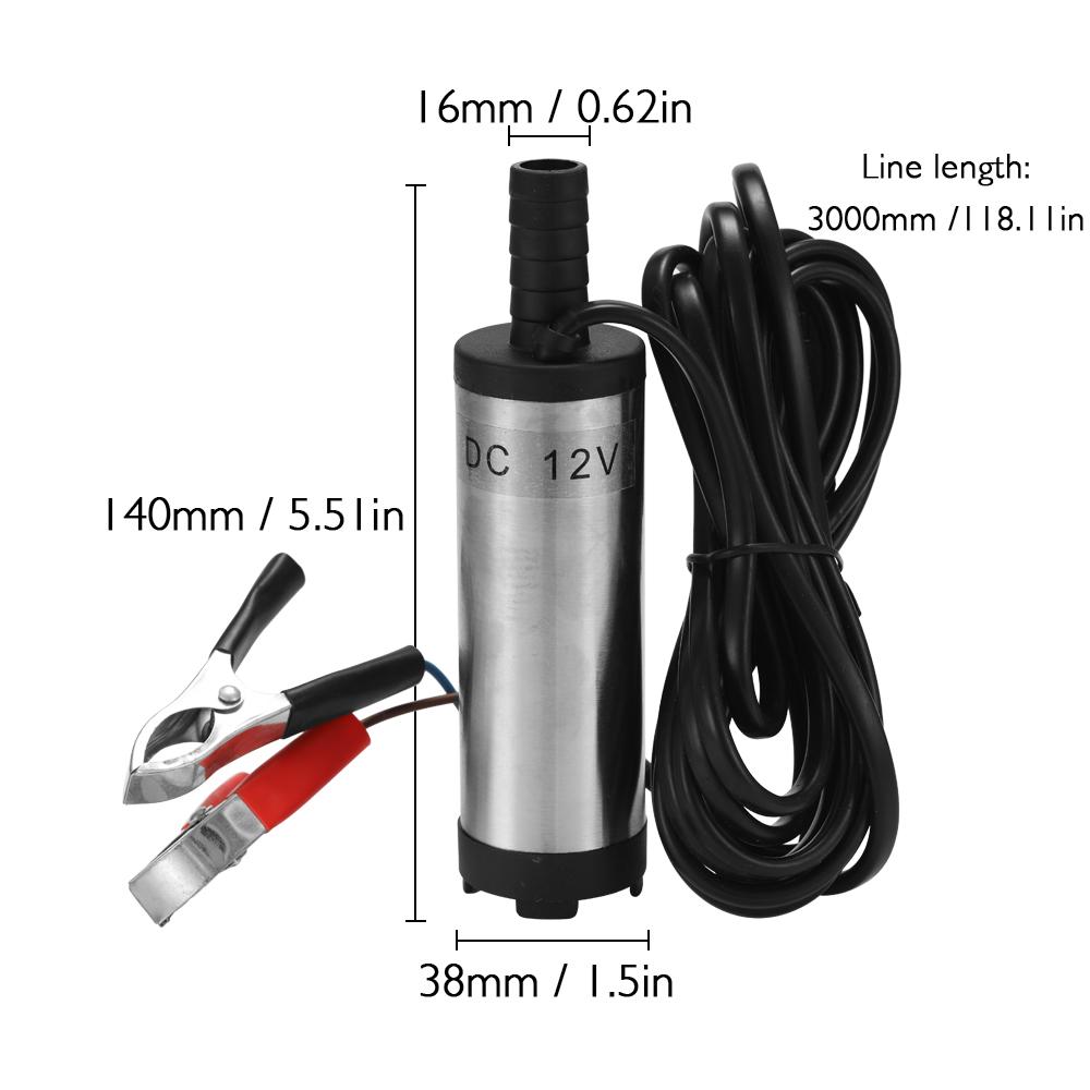 DC 12V Electric Submersible Pump Stainless Steel Submersible Pumps for Water Oil Kerosene 12 L Min Refueling Tool