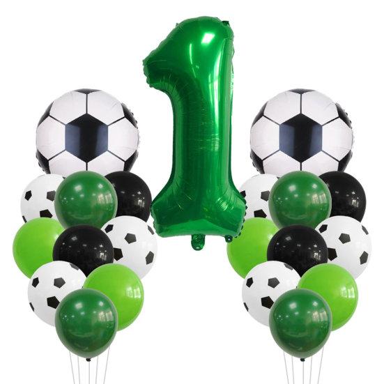 1 Set Balloon Set Soccer Number Shape Leakproof Contrast Color Sport Fans Baby Birthday Party Decoration Arch Balloon Photo Prop